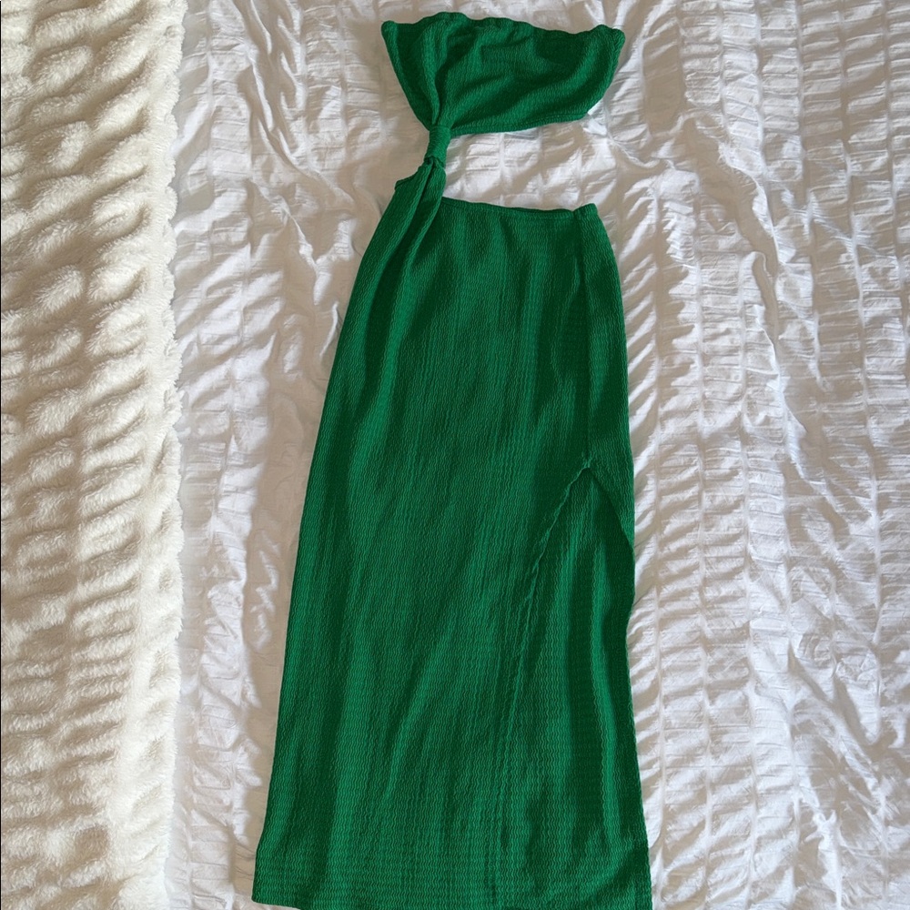 Green Strapless Cutout Dress